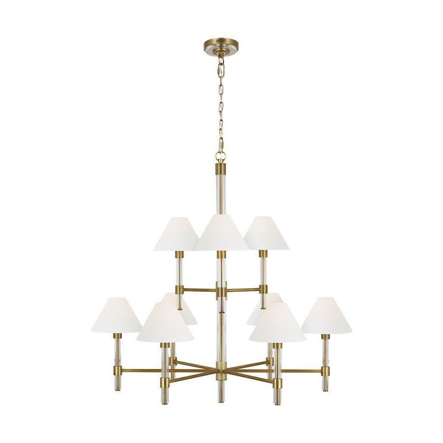 Visual Comfort Studio Robert 9-Lt Large Chandelier, Time Worn BS/WH - LC1069TWB