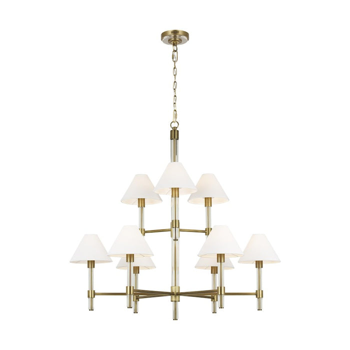 Visual Comfort Studio Robert 9-Lt Large Chandelier, Time Worn BS/WH