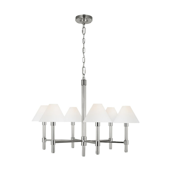 Visual Comfort Studio Robert 6-Lt Med Chandelier, Pol Nickel/White - LC1076PN