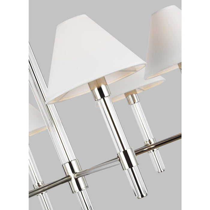 Visual Comfort Studio Robert 6-Lt Med Chandelier, Pol Nickel/White