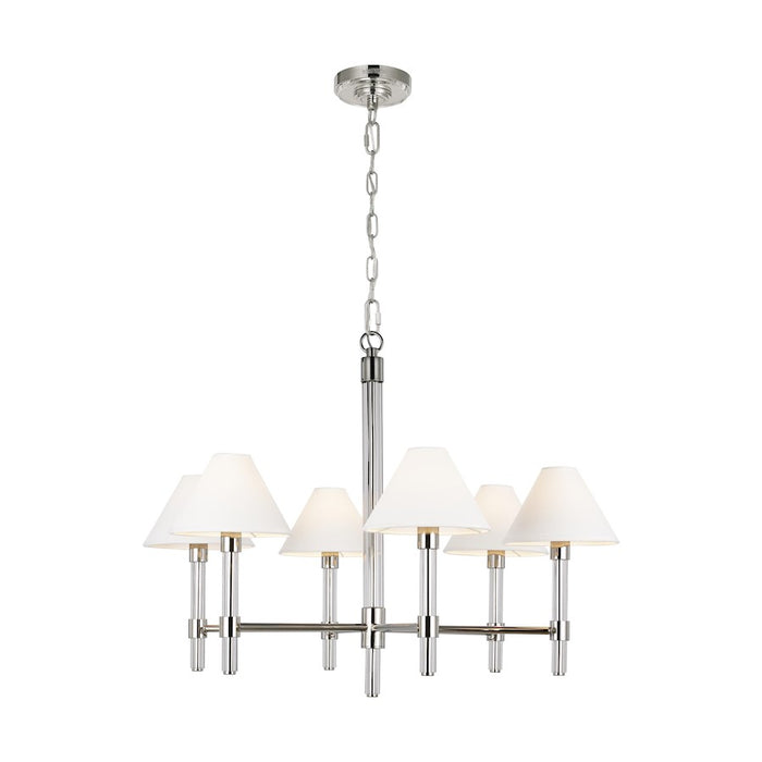 Visual Comfort Studio Robert 6-Lt Med Chandelier, Pol Nickel/White