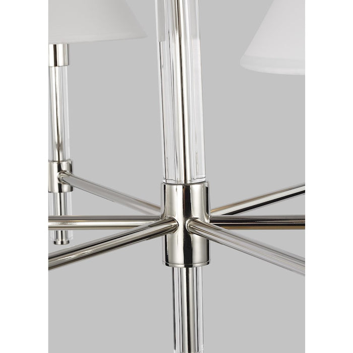 Visual Comfort Studio Robert 6-Lt Med Chandelier, Pol Nickel/White