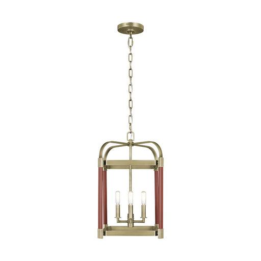 Visual Comfort Studio Hadley 4 Light Small Lantern, Time Worn Brass - LC1134TWB