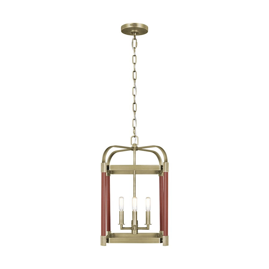 Visual Comfort Studio Hadley 4 Light Small Lantern, Time Worn Brass - LC1134TWB