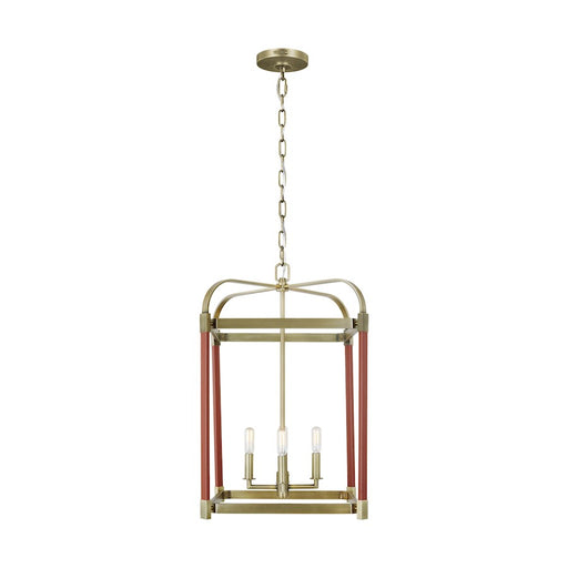 Visual Comfort Studio Hadley 4 Light Medium Lantern, Time Worn Brass - LC1144TWB