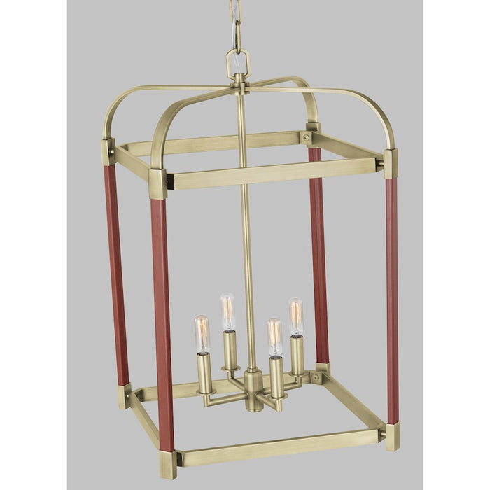 Visual Comfort Studio Hadley 4 Light Medium Lantern, Time Worn Brass