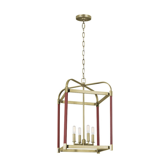 Visual Comfort Studio Hadley 4 Light Medium Lantern, Time Worn Brass