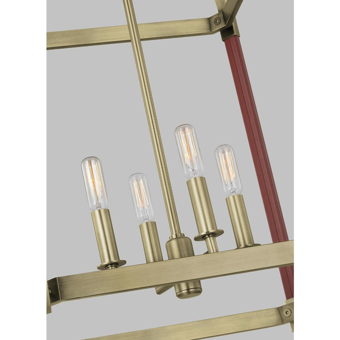 Visual Comfort Studio Hadley 4 Light Medium Lantern, Time Worn Brass