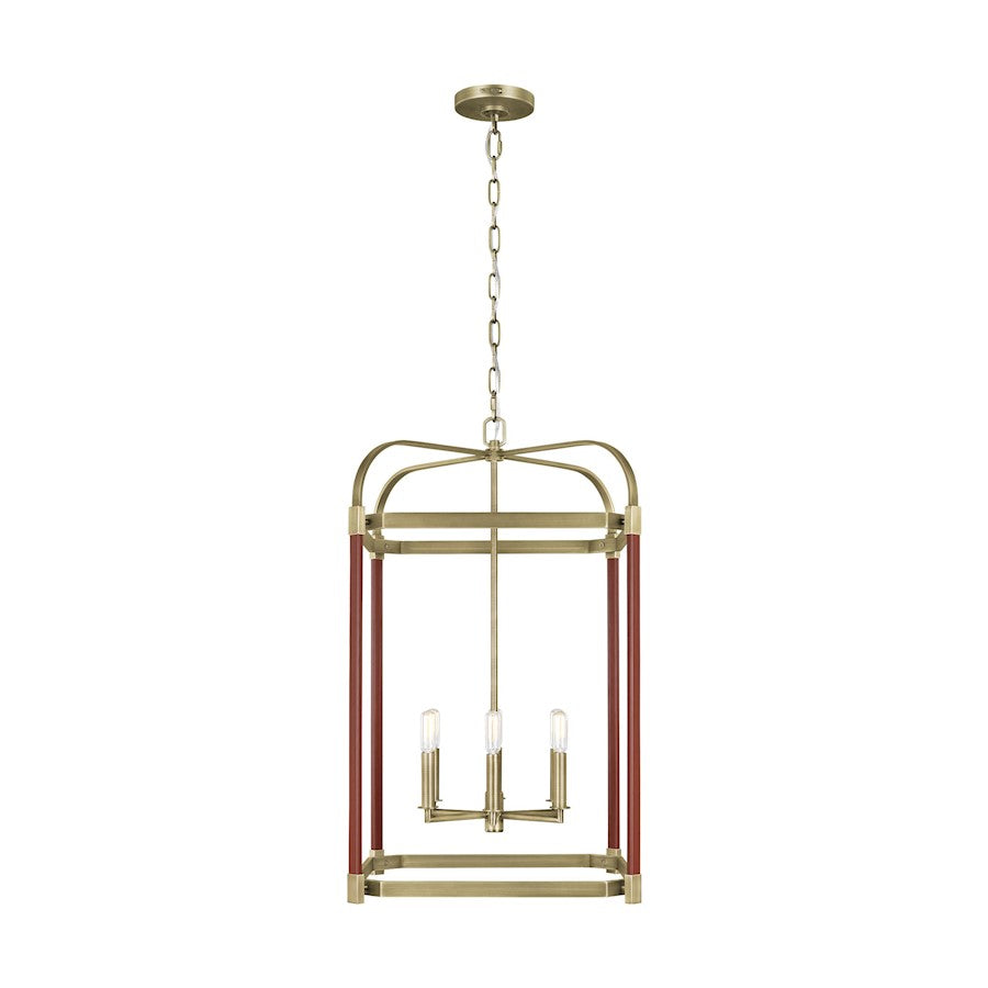 Visual Comfort Studio Hadley 6 Light Large Lantern, Time Worn Brass - LC1156TWB