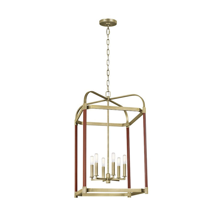 Visual Comfort Studio Hadley 6 Light Large Lantern, Time Worn Brass