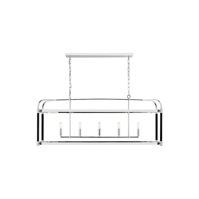 Visual Comfort Studio Hadley 5-Lt Linear Chandelier, Pol Nickel - LC1165PN