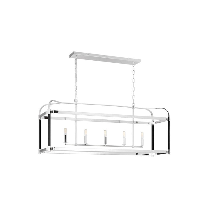 Visual Comfort Studio Hadley 5-Lt Linear Chandelier, Pol Nickel