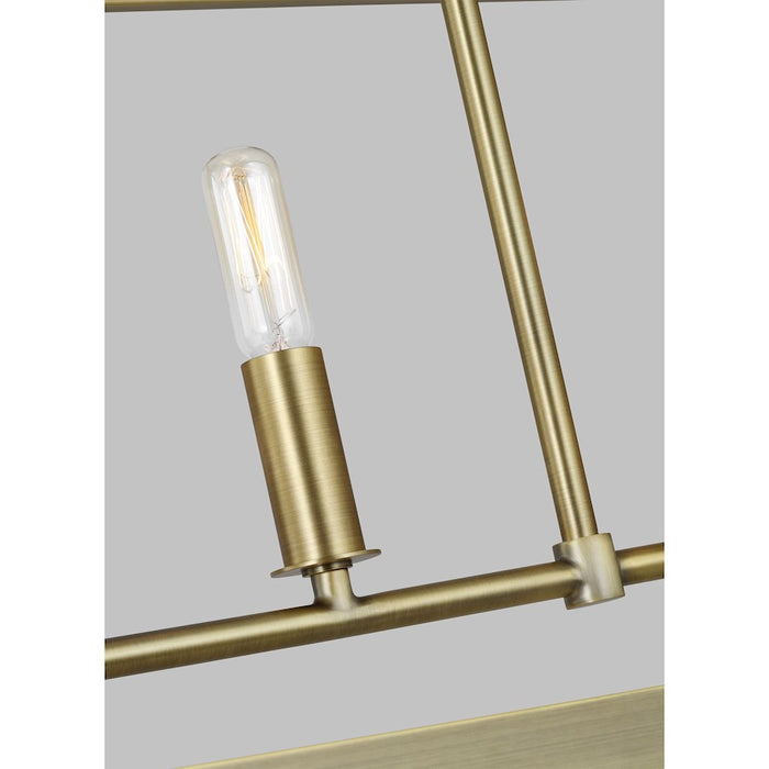 Visual Comfort Studio Hadley 5-Lt Linear Chandelier, Time Worn Brass