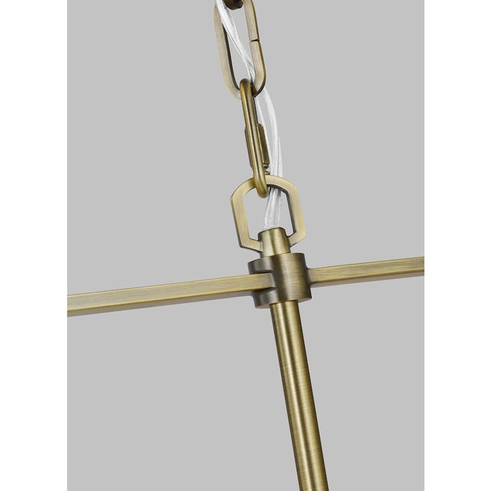 Visual Comfort Studio Hadley 5-Lt Linear Chandelier, Time Worn Brass