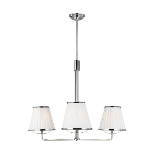 Visual Comfort Studio Esther 3-Lt SM Chandelier, Nickel/White Pleated - LC1173PN