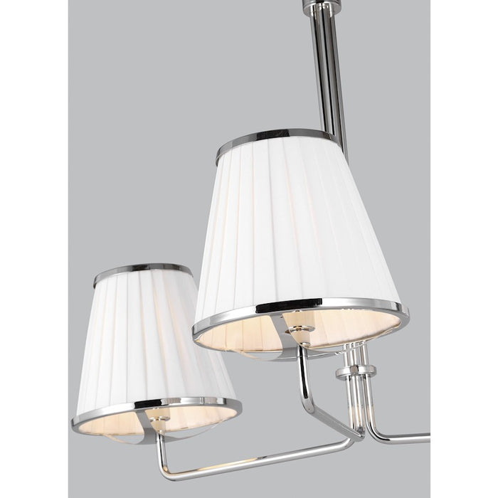 Visual Comfort Studio Esther 3-Lt SM Chandelier, Nickel/White Pleated