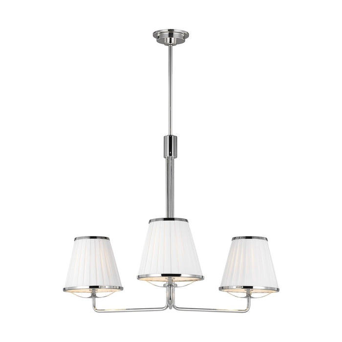 Visual Comfort Studio Esther 3-Lt SM Chandelier, Nickel/White Pleated