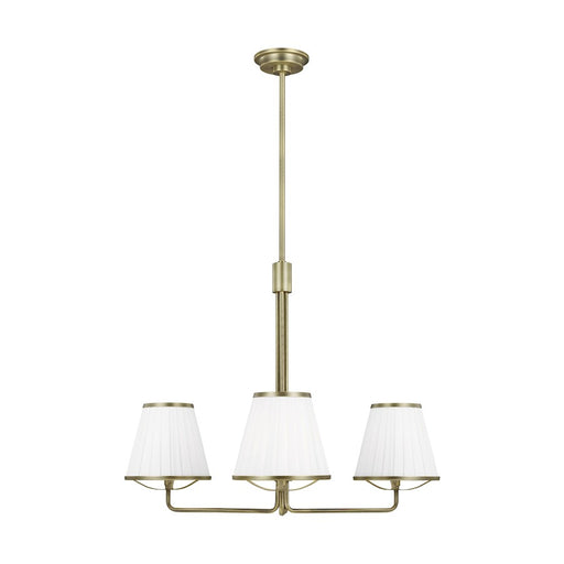 Visual Comfort Studio Esther 3-Lt SM Chandelier, Brass/White Pleated - LC1173TWB