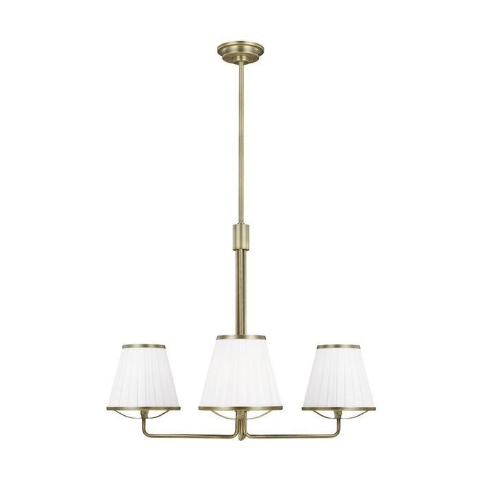 Visual Comfort Studio Esther 3-Lt SM Chandelier, Brass/White Pleated - LC1173TWB