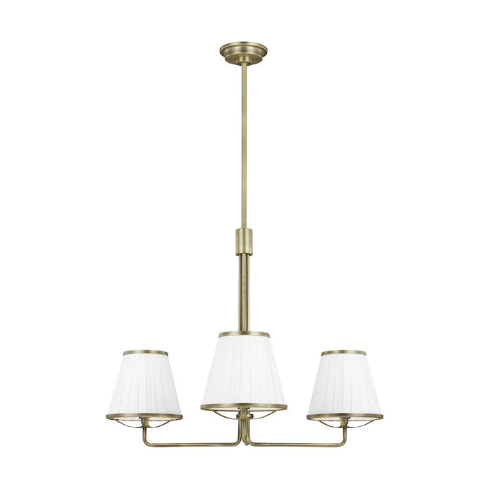 Visual Comfort Studio Esther 3-Lt SM Chandelier, Brass/White Pleated