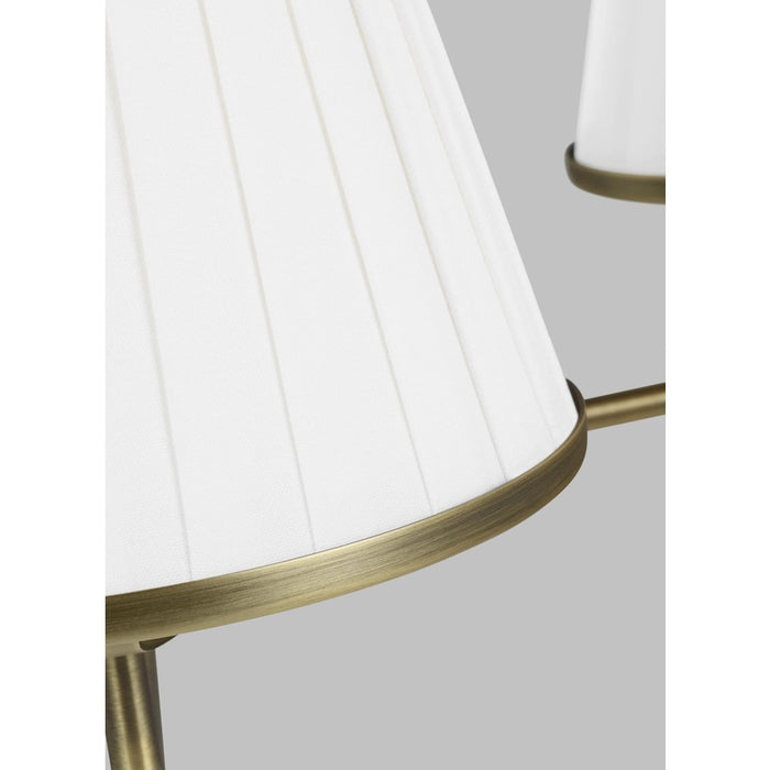 Visual Comfort Studio Esther 3-Lt SM Chandelier, Brass/White Pleated