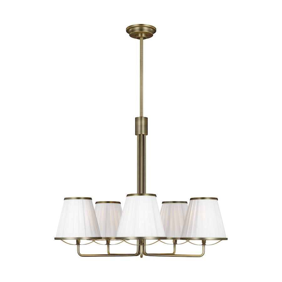 Visual Comfort Studio Esther 5-Lt Med Chandelier, BS/WH Pleated - LC1185TWB