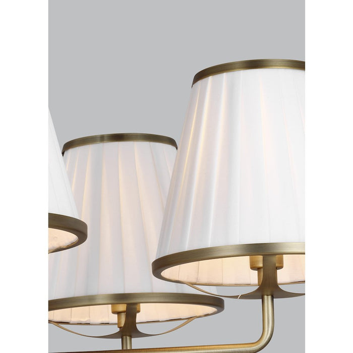 Visual Comfort Studio Esther 5-Lt Med Chandelier, BS/WH Pleated