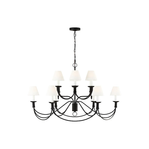 Visual Comfort Studio Sullivan 12 Light Large Chandelier, Iron/White - LC12012AI