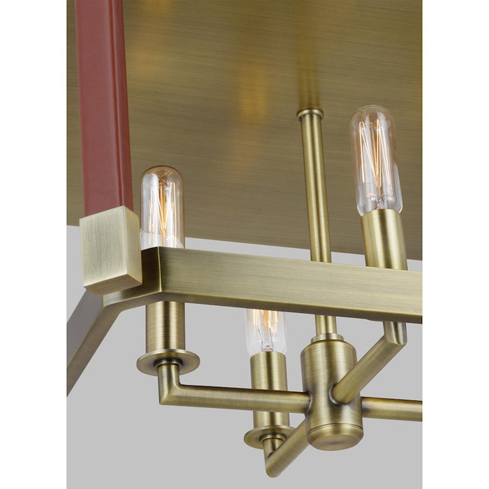 Visual Comfort Studio Hadley 4 Light Flush Mount, Time Worn Brass