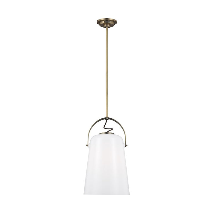 Visual Comfort Studio Hazel 1 Light Medium Pendant, Brass/Milk White - LP1001TWB