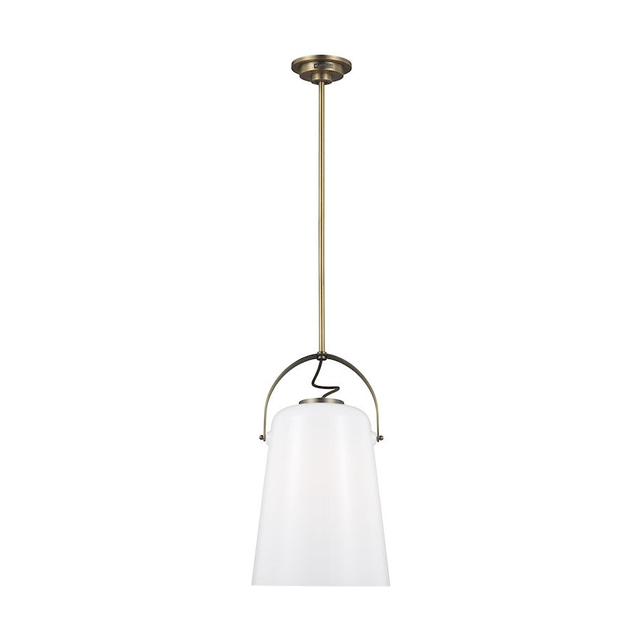 Visual Comfort Studio Hazel 1 Light Medium Pendant, Brass/Milk White - LP1001TWB