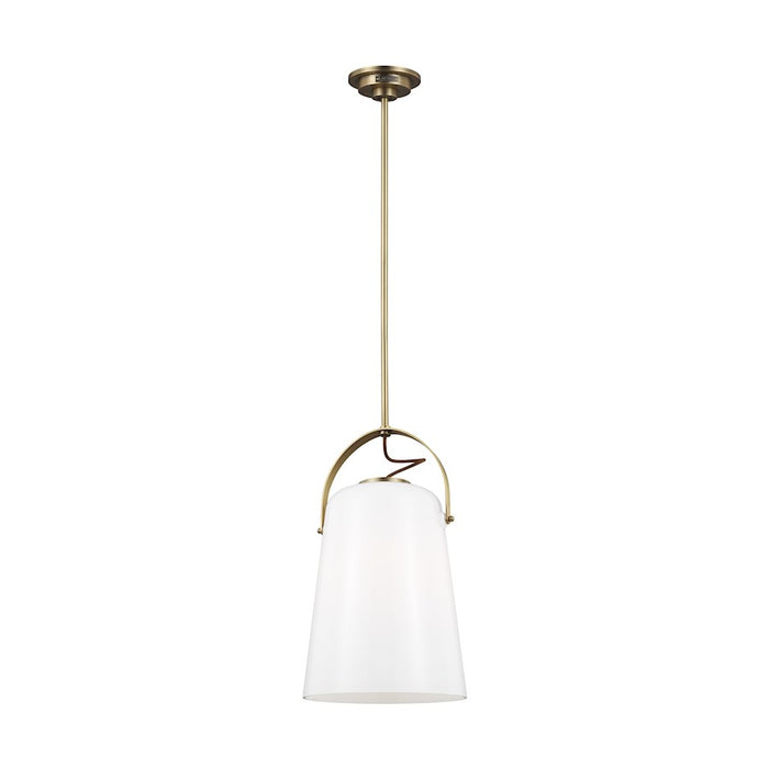 Visual Comfort Studio Hazel 1 Light Medium Pendant, Brass/Milk White