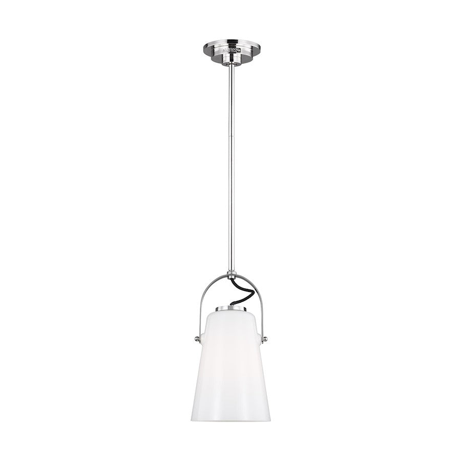 Visual Comfort Studio Hazel 1-Lt Mini Pendant, Pol Nickel/Milk White - LP1011PN