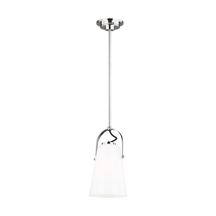 Visual Comfort Studio Hazel 1-Lt Mini Pendant, Pol Nickel/Milk White