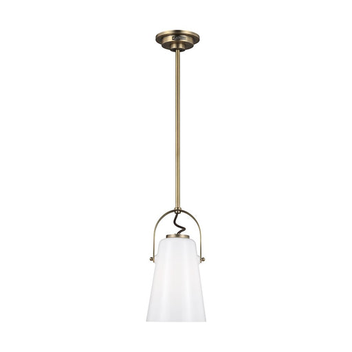 Visual Comfort Studio Hazel 1-Lt Mini Pendant, Time Worn Brass/Milk - LP1011TWB