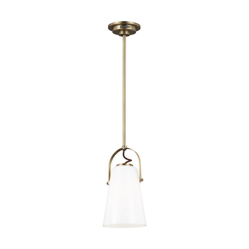 Visual Comfort Studio Hazel 1-Lt Mini Pendant, Time Worn Brass/Milk
