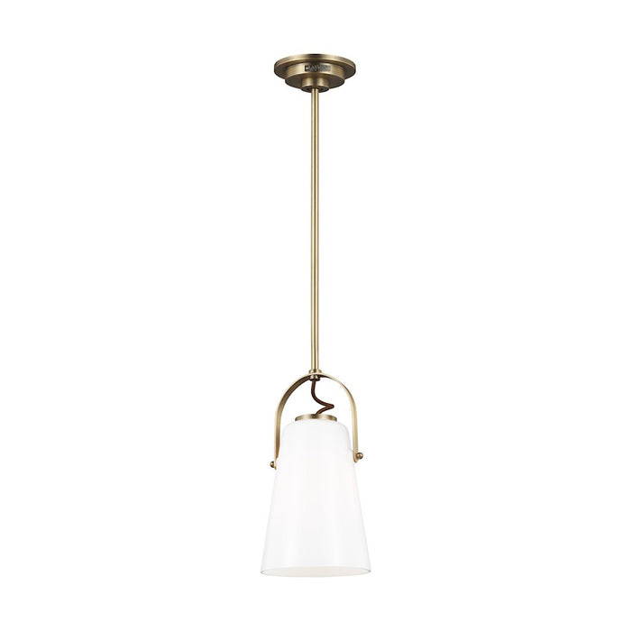 Visual Comfort Studio Hazel 1-Lt Mini Pendant, Time Worn Brass/Milk