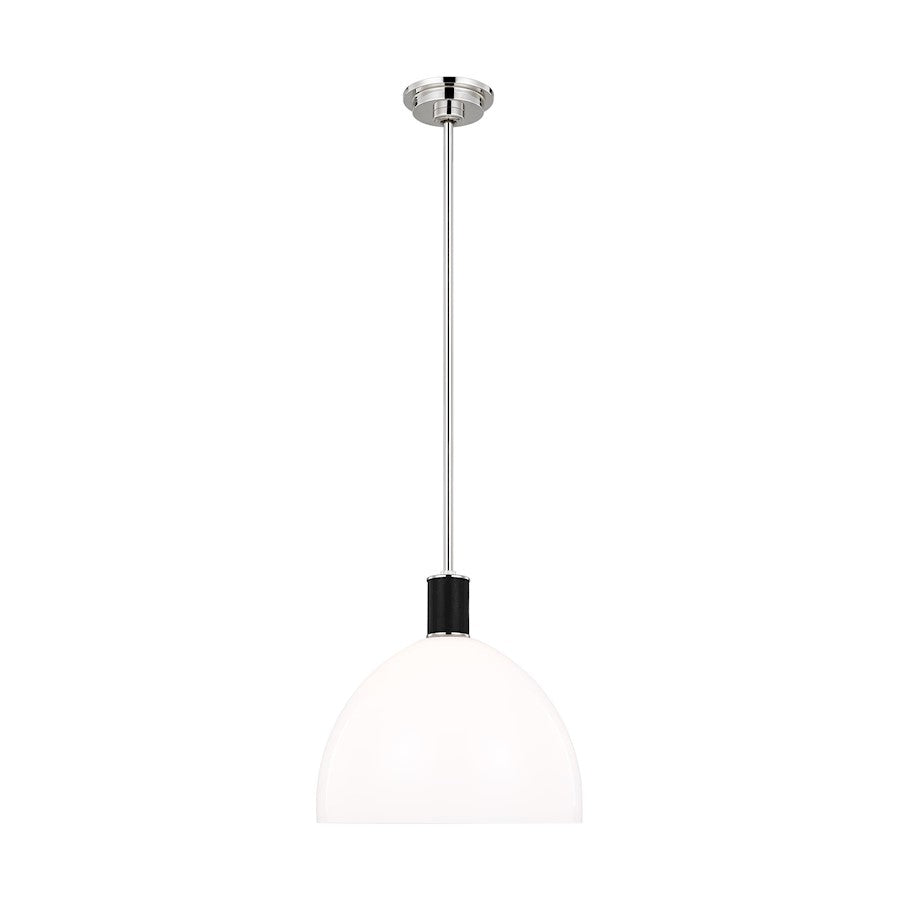 Visual Comfort Studio Hadley 1 Light Med Pendant, Nickel/Milk White - LP1051PNMG