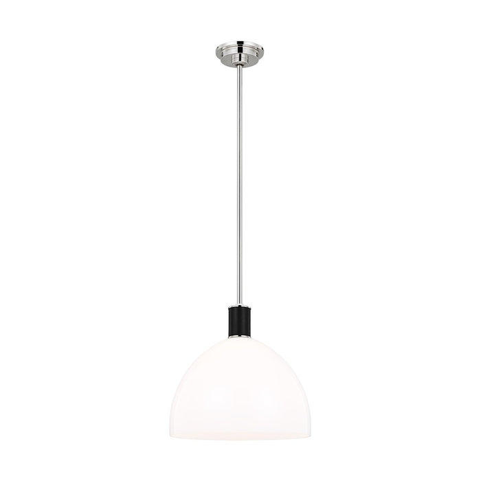 Visual Comfort Studio Hadley 1 Light Med Pendant, Nickel/Milk White