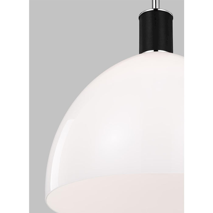 Visual Comfort Studio Hadley 1 Light Med Pendant, Nickel/Milk White