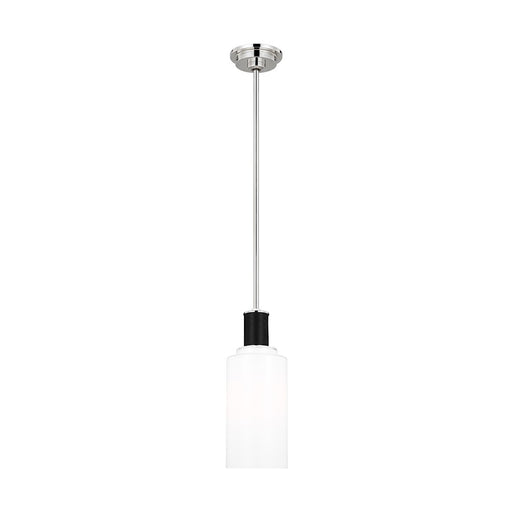 Visual Comfort Studio Hadley 1-Lt Tall Pendant, Nickel/Milk White - LP1071PNMG