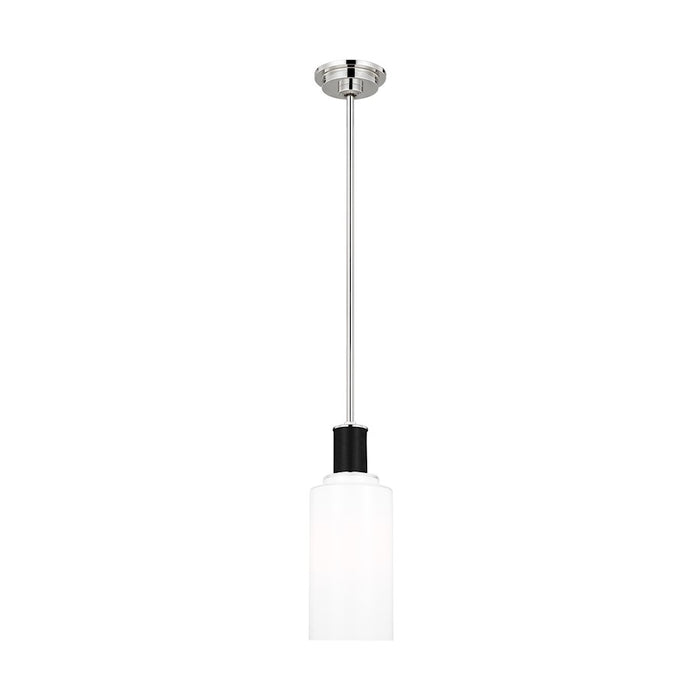 Visual Comfort Studio Hadley 1-Lt Tall Pendant, Nickel/Milk White - LP1071PNMG