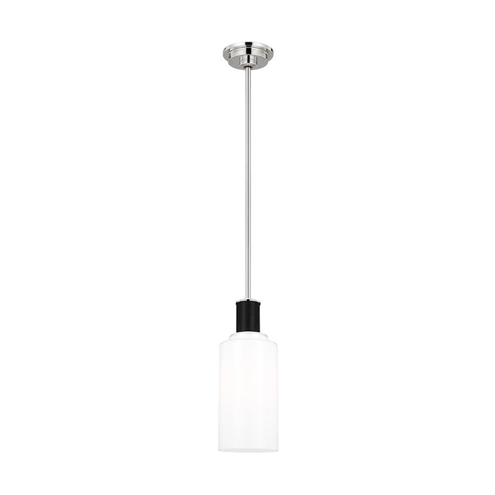 Visual Comfort Studio Hadley 1-Lt Tall Pendant, Nickel/Milk White