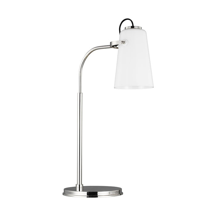 Visual Comfort Studio Hazel 1-Lt Task Table Lamp, Nickel/Milk White