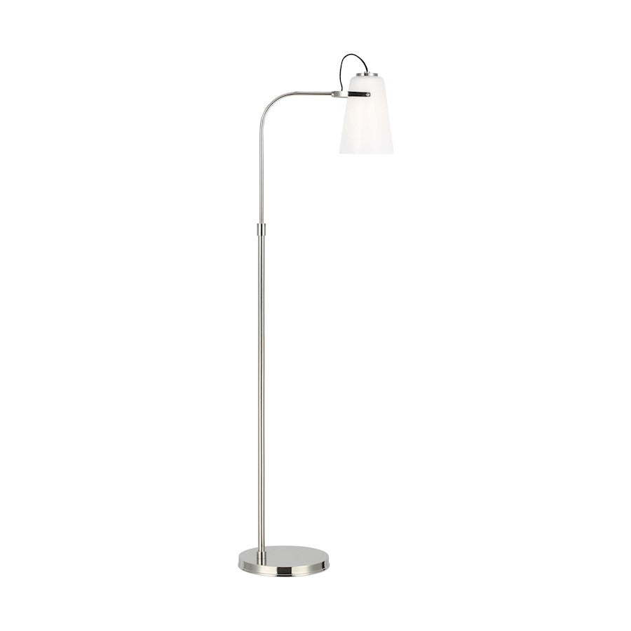 Visual Comfort Studio Hazel 1-Lt Task Floor Lamp, Nickel/Milk White - LT1011PN1