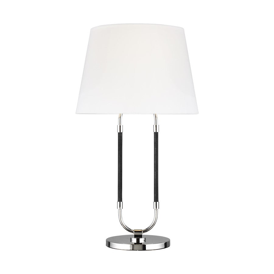 Visual Comfort Studio Katie 1-Lt Table Lamp, Pol Nickel/White Linen - LT1021PN1