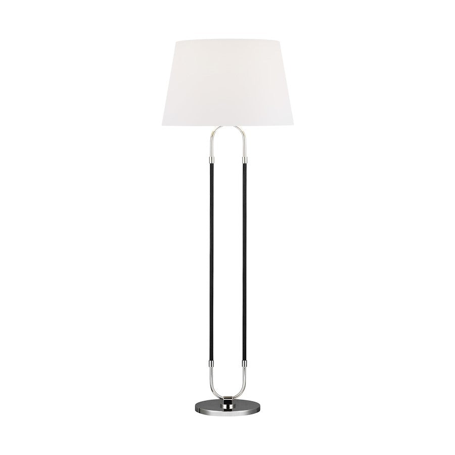 Visual Comfort Studio Katie 1-Lt Floor Lamp, Pol Nickel/White Linen - LT1031PN1