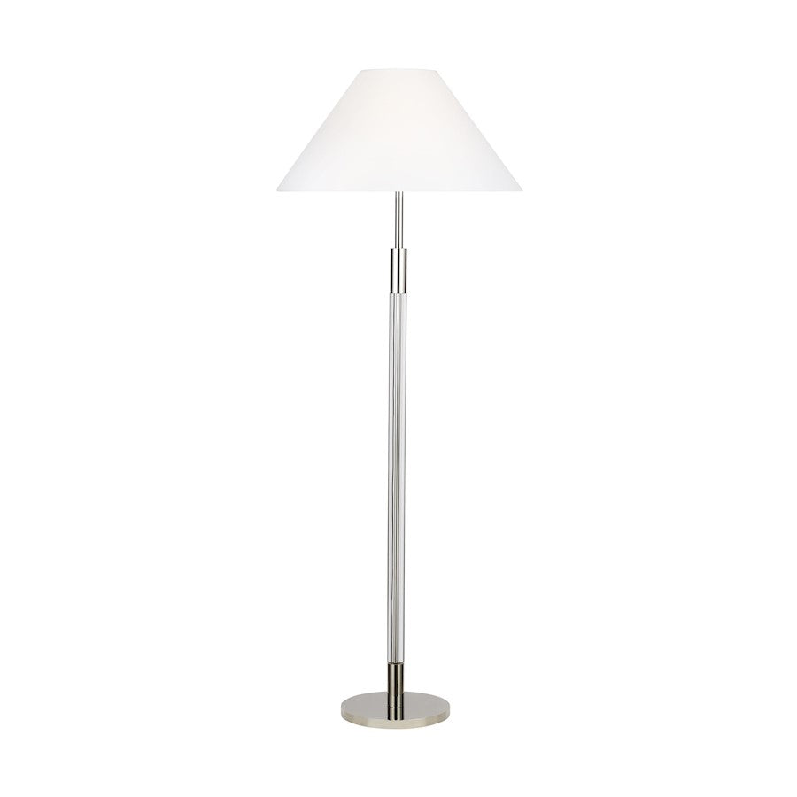 Visual Comfort Studio Robert 1-Lt Floor Lamp, Pol Nickel/White - LT1051PN1