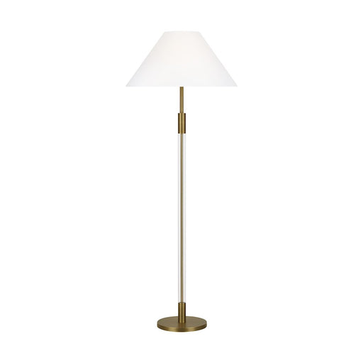 Visual Comfort Studio Robert 1-Lt Floor Lamp, Time Worn Brass/White - LT1051TWB1