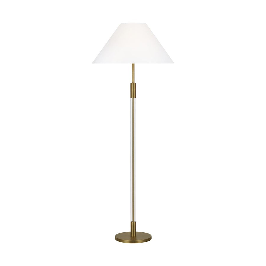 Visual Comfort Studio Robert 1-Lt Floor Lamp, Time Worn Brass/White - LT1051TWB1